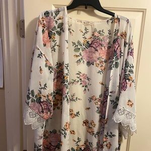 Sheer, floral overpiece